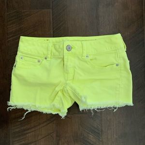 American eagle neon yellow shorts size 0